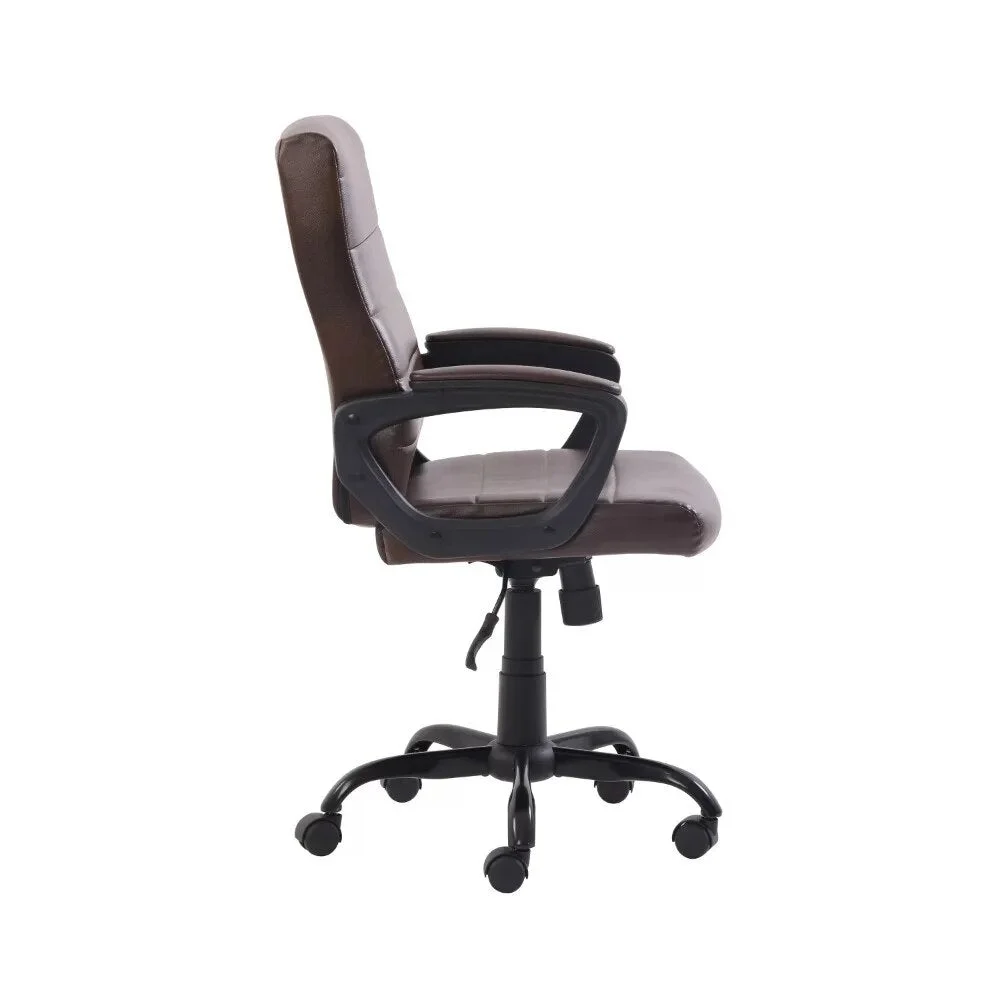 Mid-Back Manager's Office Chair With Arms Free Shipping Bonded Leather Brown Computer Chairs Lightweight Relax Swivel Furniture