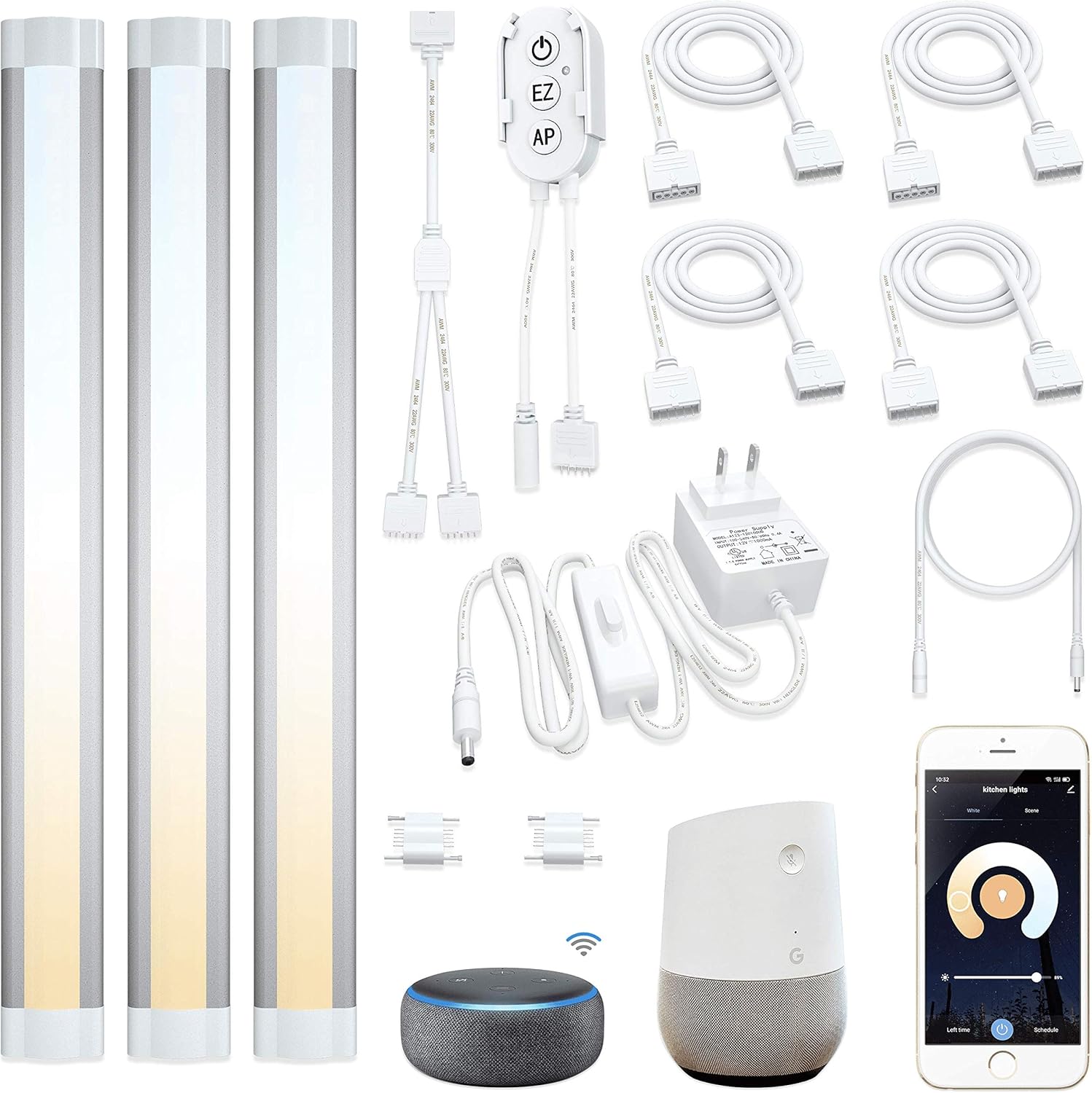 Smart Under Cabinet Lights Work with Alexa Echo, Google ,Siri, LED Light for Kitchen Shelf Counter Lighting with App