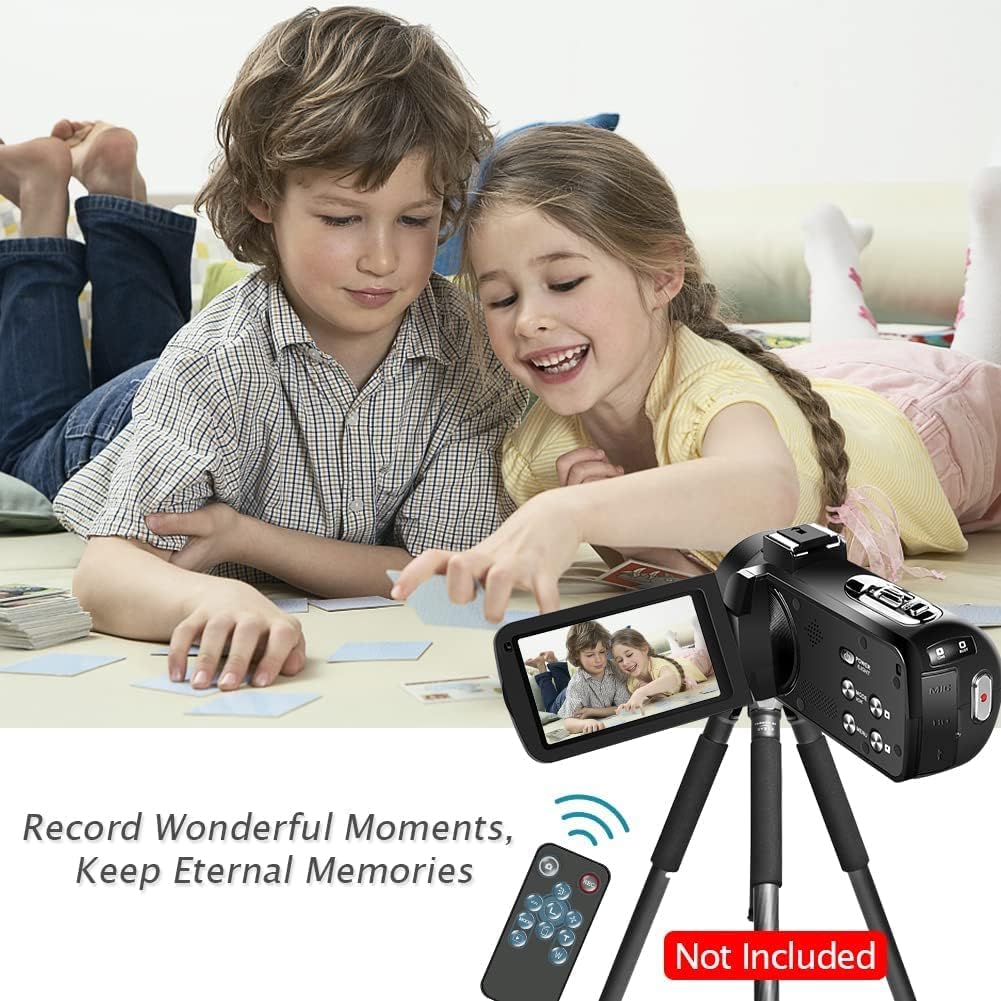 Video Camera Camcorder 1080P 24MP 30FPS with LED Fill Light Digital Camera 18X Zoom Camcorder 3.0 Inch 270 Degree Rotation Vlogging Camera for