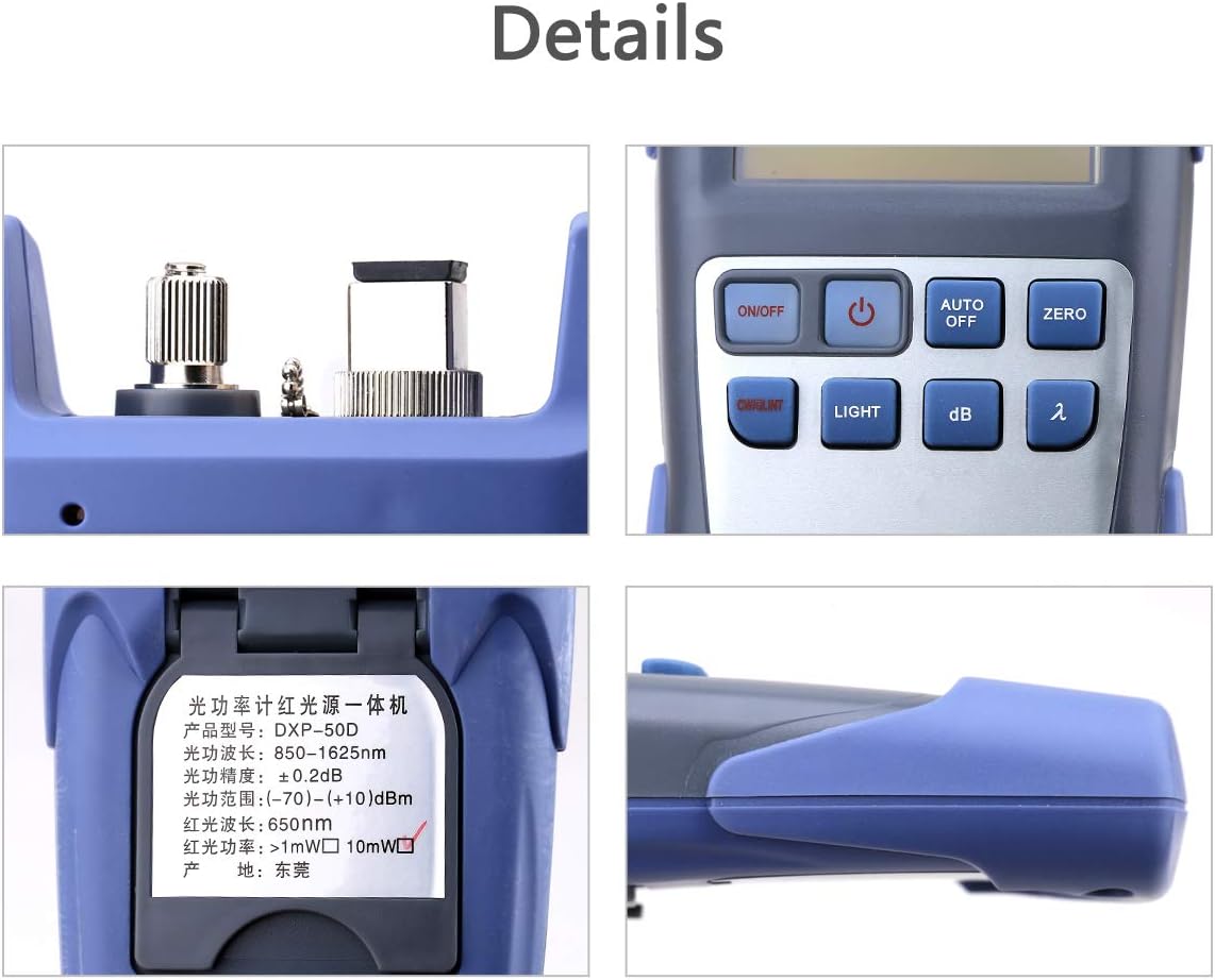 Portable ALL-IN-ONE Fiber Optical Power Meter -70 +10 with SC and FC Connector and 10KM Visual Fault Locator Fiber Optic Cable Tester