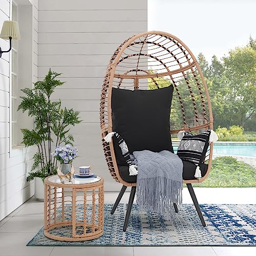 JOIVI Wicker Egg Chair, Oversized Indoor Outdoor Lounger Large Egg Basket Chair with Stand and Cushions for Patio Porch, Backyard, Living Room