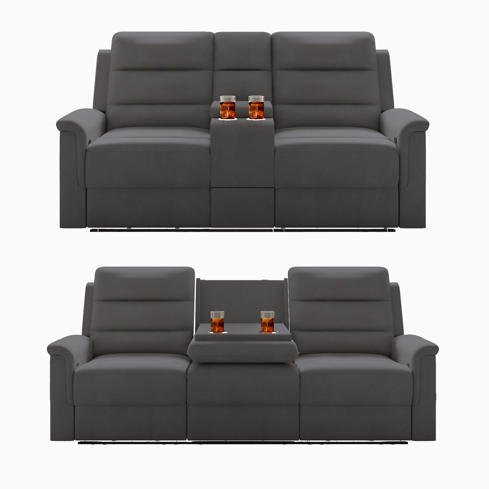 MUZZ Loveseat Recliner, Reclining Loveseat Sofa with Cup Holders&Storage, Theater Seating Furniture(Dark Grey)