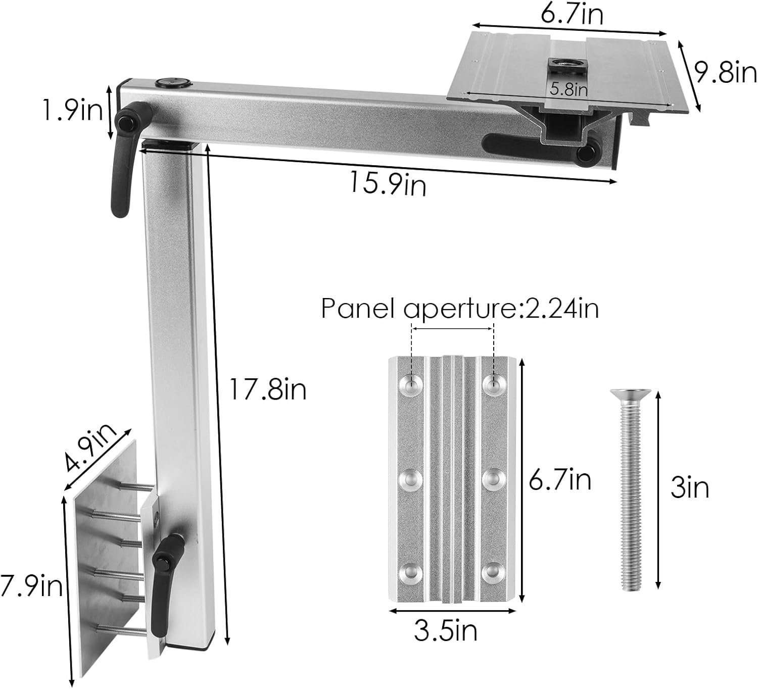 WWahuayuan RV Table Leg Base Mount Removable Table Leg RV Accessories 360° Rotation Desk Leg Aluminum Alloy Adjustable Table Leg Bracket for Caravan