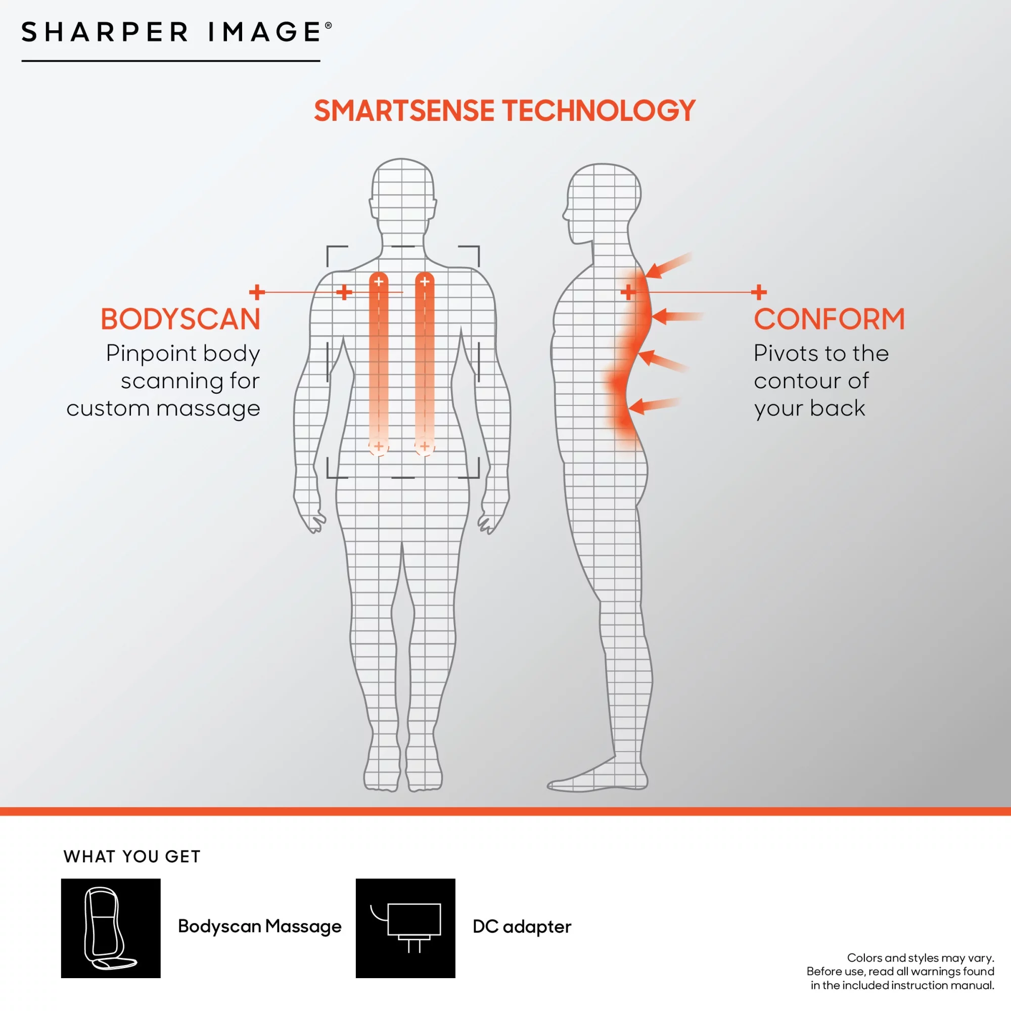 Sharper Image® Smartsense Shiatsu Realtouch Chair Pad Seat Cushion Massager with 4 Deep Kneading Gel Nodes