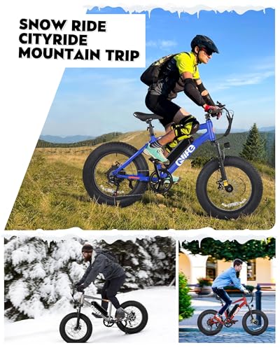 Racer Fat tire Electric Bike for Adults - 28MPH Mountain Ebike with Peak 1200W Brushless Motor, 499Wh Removable Battery