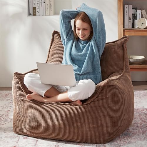 Giant Bean Bag Chair Sofa for Adults Teens, Comfy Corduroy Large Bean Bag Chairs with Armrests for Bedroom Living Room