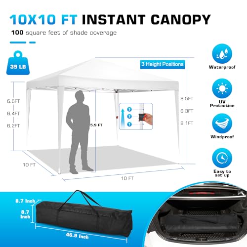 COBIZI Canopy 10x20 Pop Up Canopy Tent with 6 Sidewalls Party Tents for Parties Weddings Backyard Waterproof Canopy Outdoor Commercial Canopy Event