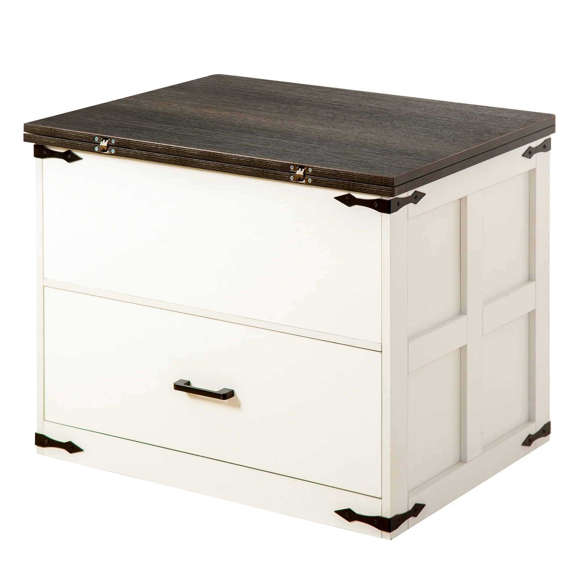 GUNAITO Lift Top Coffee Table with Storage Farmhouse Wood 4 in 1 Multi-Function Convertible Modern Dining Table for Living Room White