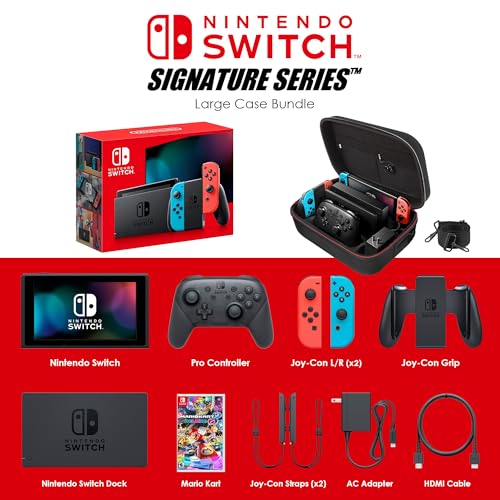 Nintendo Switch Neon Blue/Red with Mario Kart 8 Deluxe Bundle | Includes Wireless Pro Controller