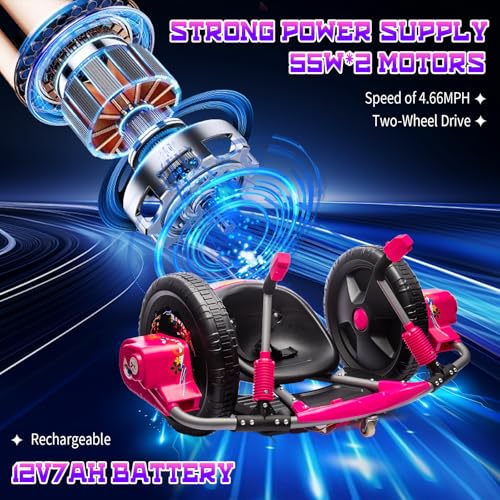 Electric Drifting Go Kart for Kids, 12V Outdoor Ride on Toys with 16-Inch Big Wheel, 360 Degree Spin, Speed of 4.66MPH, Dual Lever Steering