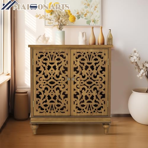 MAISON ARTS Accent Cabinet with Hollow Carved Doors