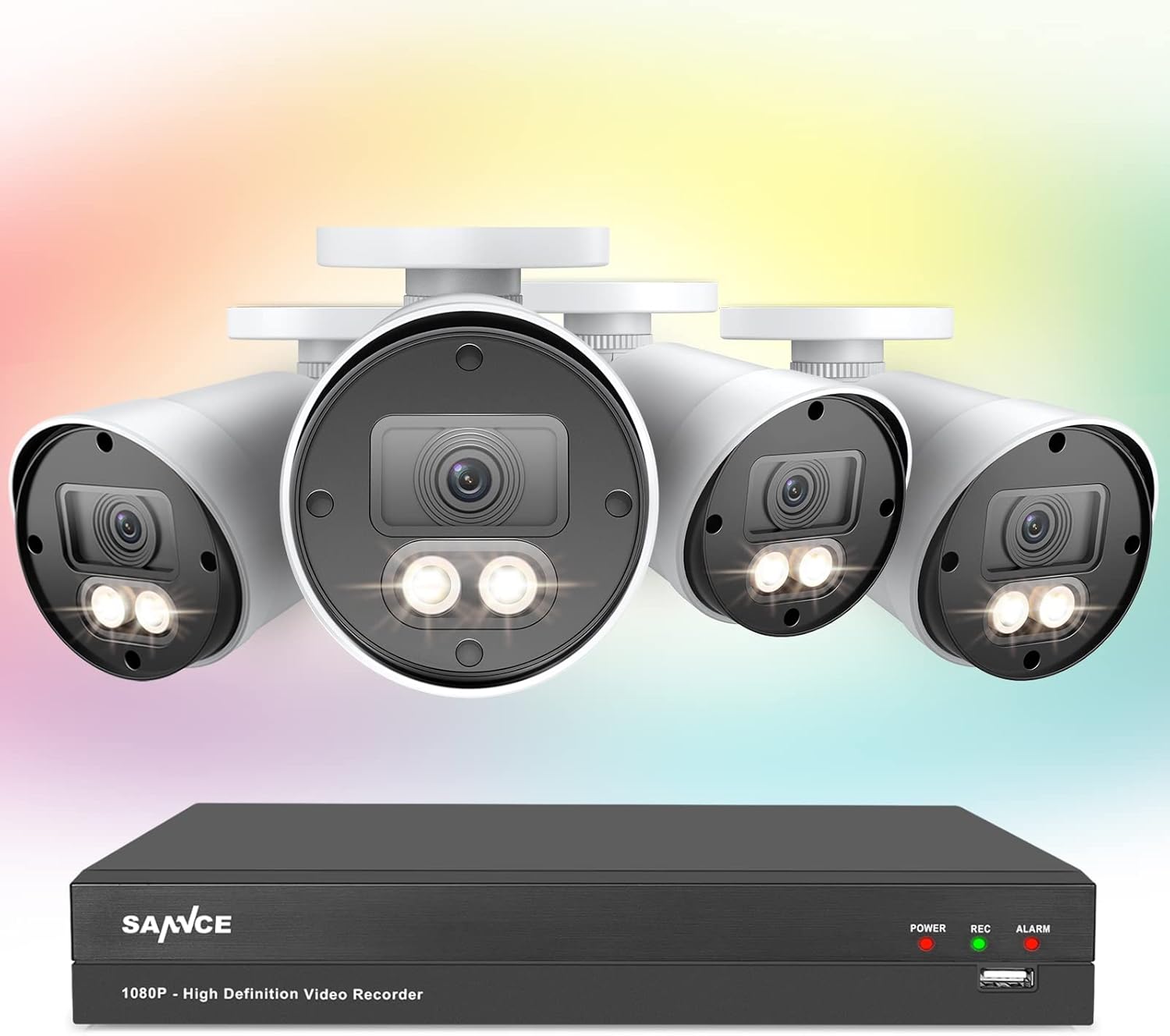 Wired Security Camera System, SANNCE 1080P 8 Channel DVR with 4Pcs Full Color Night Vision Surveillance Cameras Systems, Smart Motion Detection