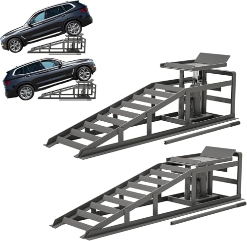 2 Pack Hydraulic Car Ramps 5T 10000lbs Low Profile Car Lift Service Ramps Truck Trailer Garage,Height Hydraulic Vehicle Ramps