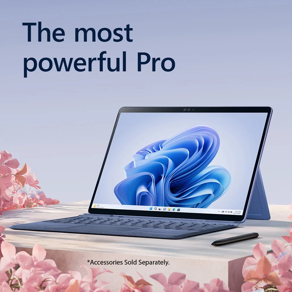 Microsoft QIL-00035 Surface Pro 9 13" Touch Tablet, Intel i7, 16GB/256GB, Sapphire Bundle with Microsoft Surface Pro Signature Mechanical Keyboard