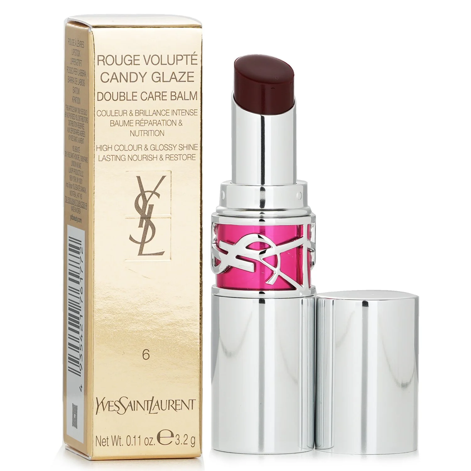 Yves Saint Laurent Rouge Volupte Candy Glaze Double Care Balm - # 4 Nude Pleasure  3.2g/0.11oz