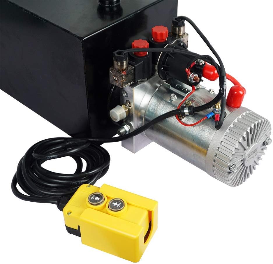 Fisters Hydraulic Power Unit 15 Quart Double Acting Hydraulic Pump DC 12V Power Unit Metal Reservoir for Dump Trailer Car Lifting