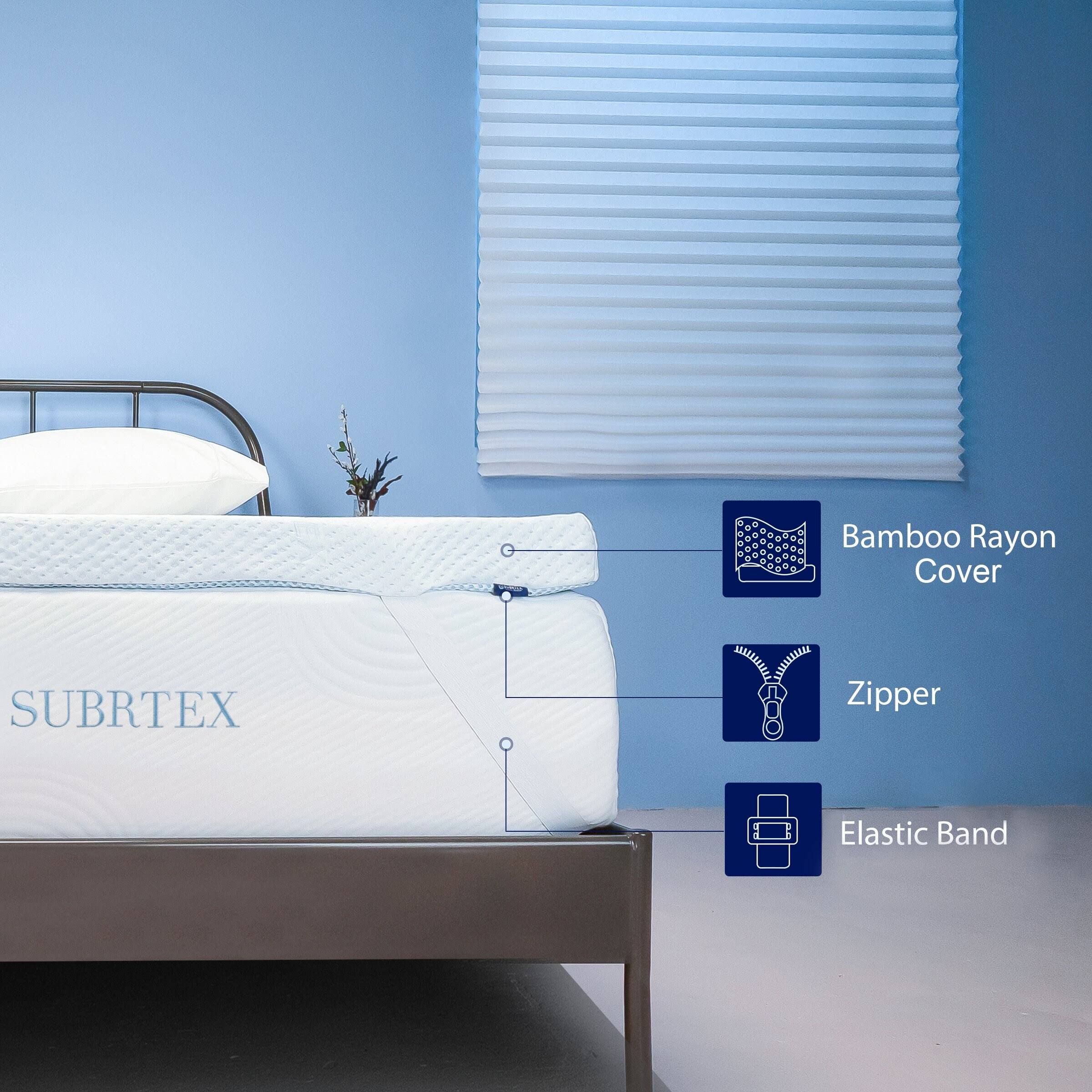 Subrtex 2,3, or 4 Inches Gel-Infused Memory Foam Bed Mattress Topper - Queen- with Cover - 2 inch