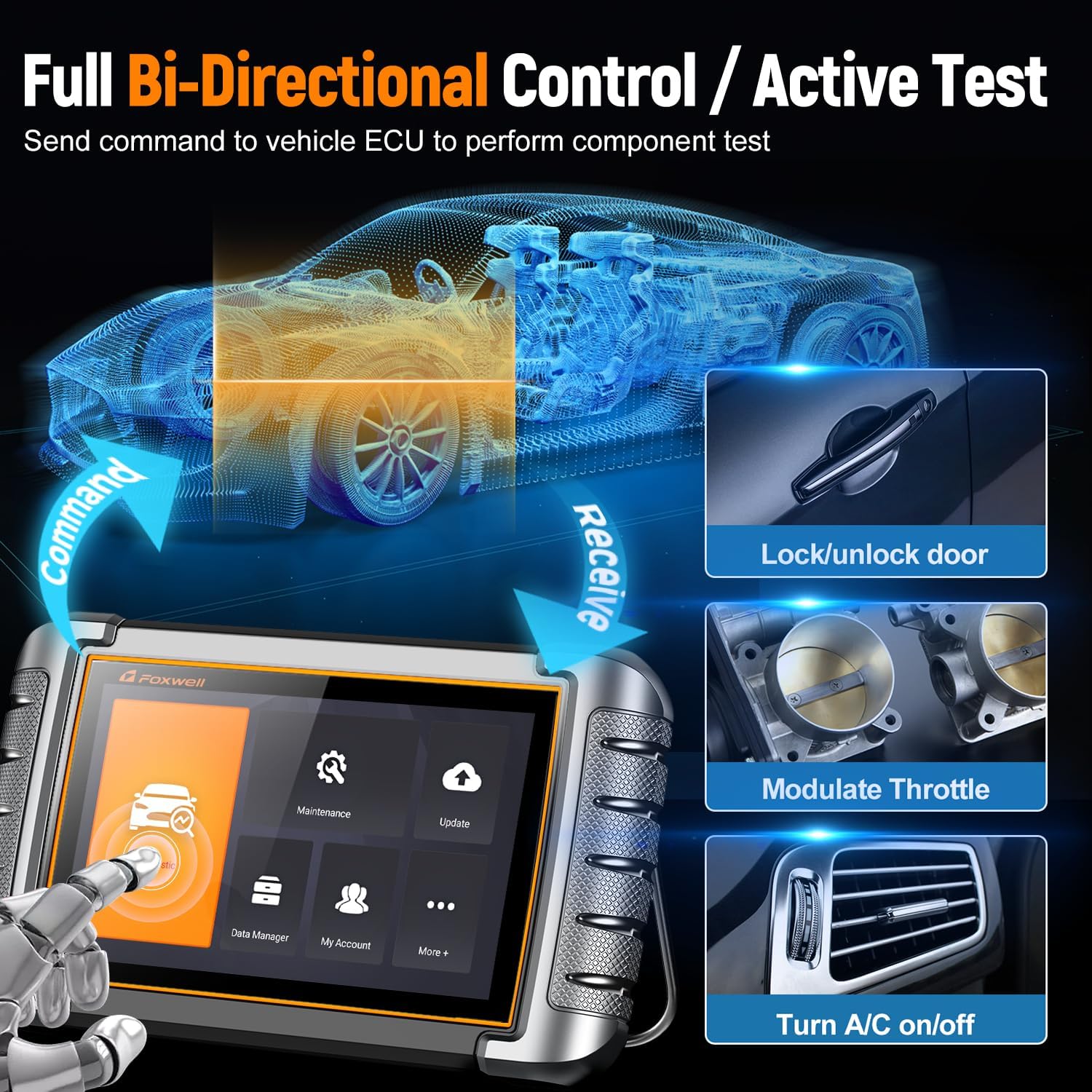 2024 FOXWELL Scanner NT809 Bidirectional Scan Tool, OBD2 Scanner for Car with 30+ Services, Active Test, ABS/Oil/Injector Coding, 3 Year Update