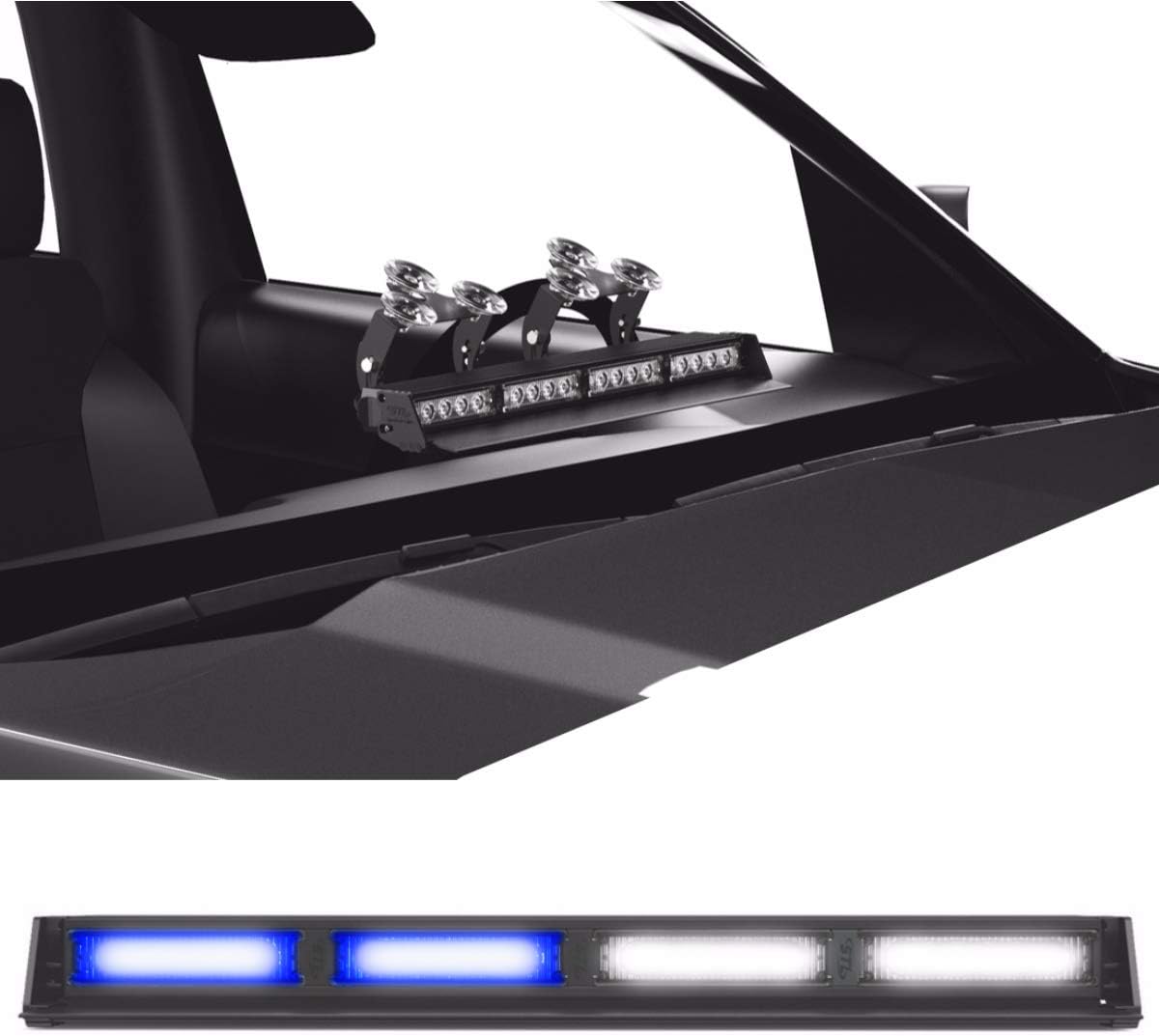 SpeedTech Lights Striker TIR 4 Head High Intensity LED Strobe Deck/Dash Windshield Mount Light Bar for Emergency Vehicles / Hazard Flashing Warning