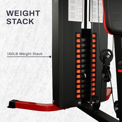 Home Gym, Multifunctional Workout Equipment with Leg Press, Exercise Equipment for Home with Pulley System