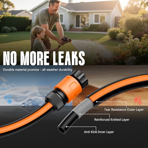 Retractable Garden Hose Reel Outside [1/2 inch ×100 FT], VOTREK Automatic Rewind Wall Mounted Hose Reel [Heavy Duty] with Any Length Lock