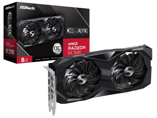 ASRock AMD Radeon RX 7700 XT Challenger 12GB GDDR6 192-bit 0dB Silent Cooling 7680 x 4320 DisplayPort HDMI LED Indicator 18Gbps Dual Fan Graphics Card