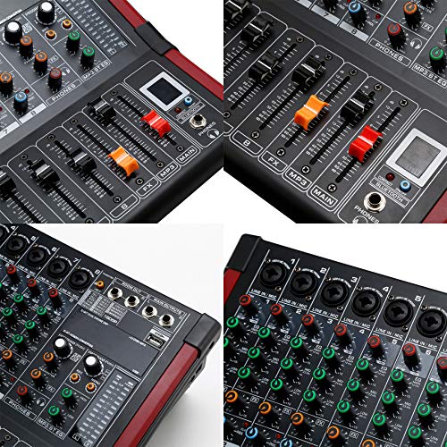 8 Channel Powered Mixer Professional Mixing Amplifier 16DSP TRS USB Bluetooth Home Recording