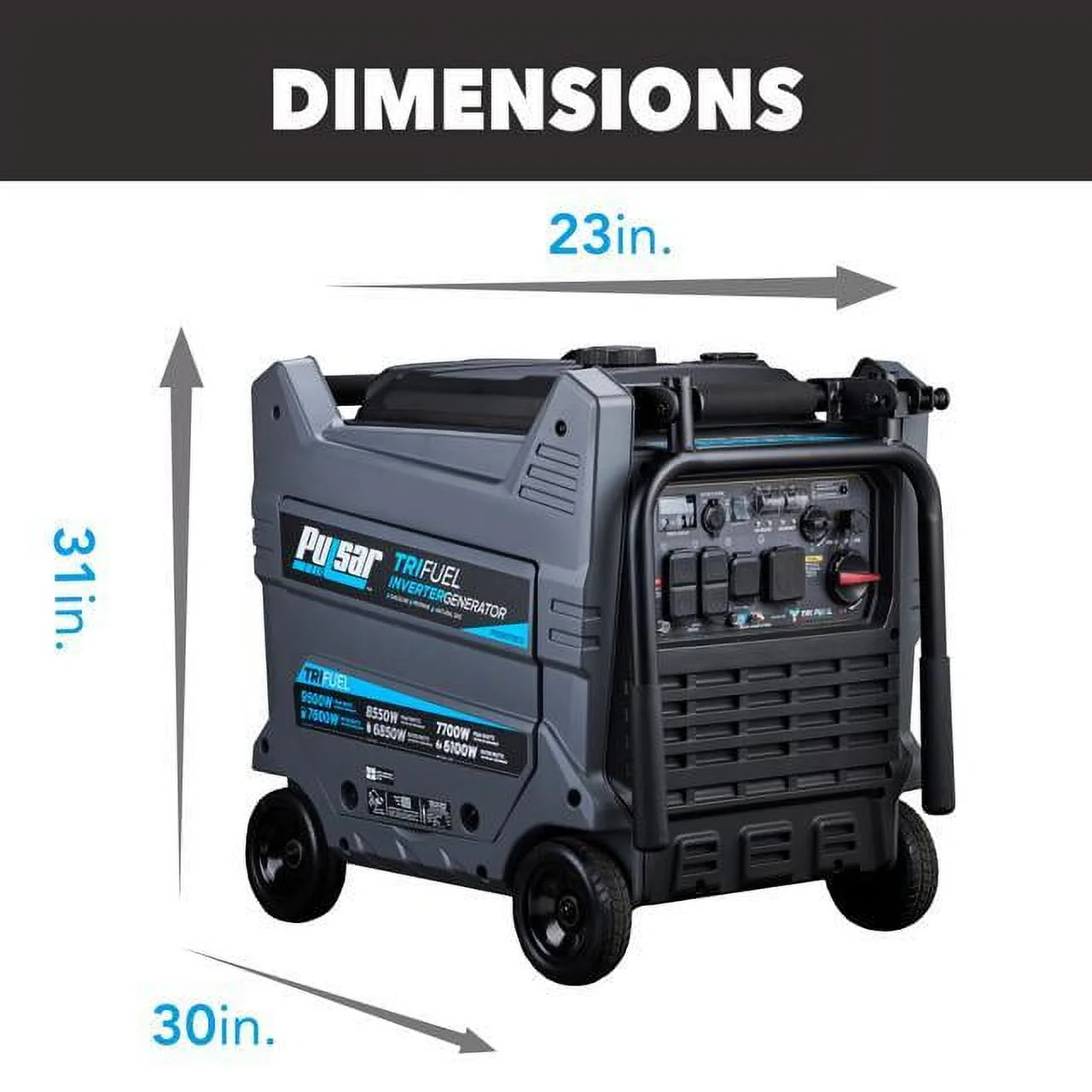 Pulsar 9500W Tri Fuel Gasoline Propane Natural Gas Portable Inverter Generator w/Remote Start & CO Sentry for Home Use GS95TiSCO