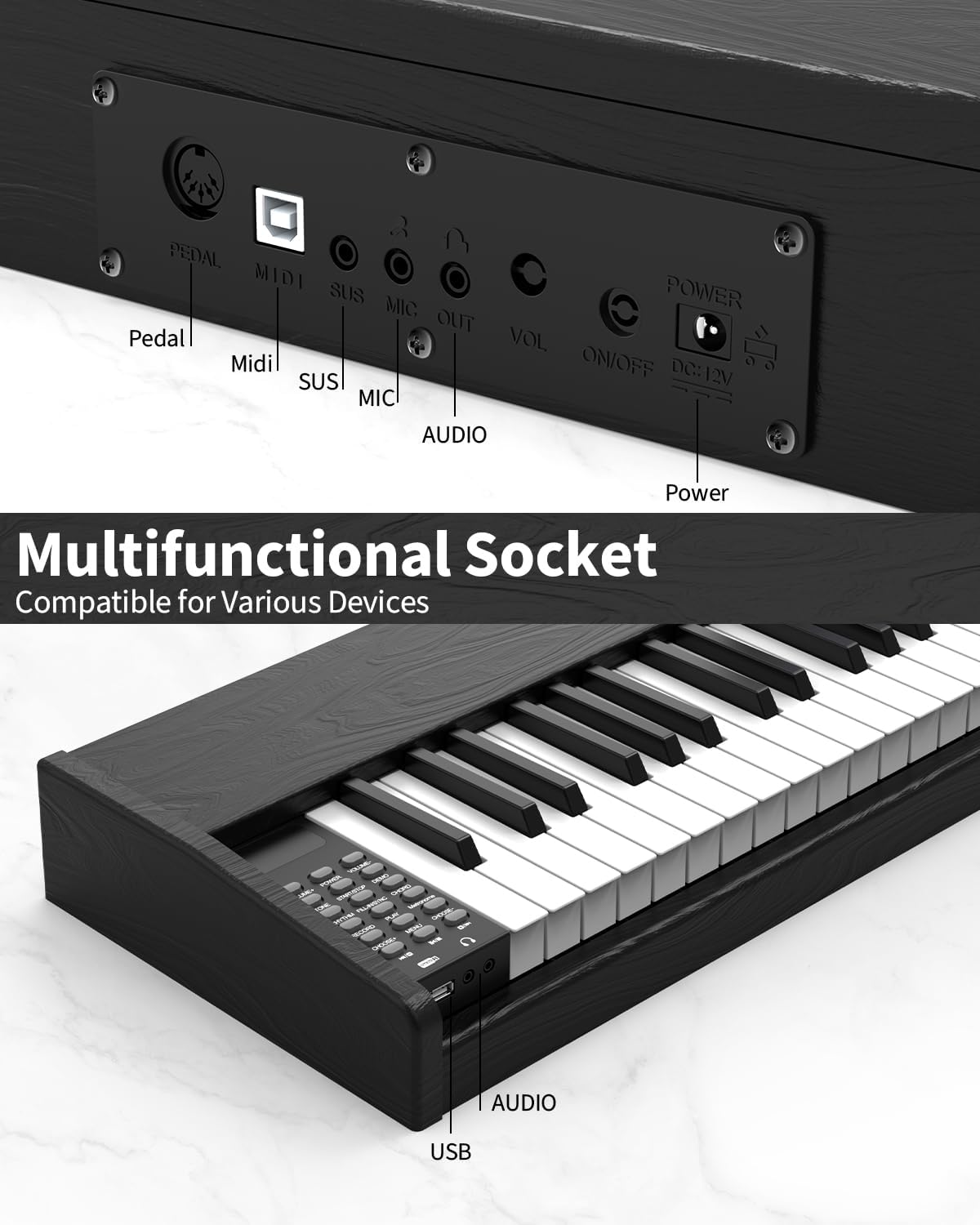 88 Key Digital Piano Keyboard,88 Key Full Size Weighted Hammer Action Electric Keyboard Piano with 200 Rhythms,200 Tones, Triple Pedal,Music Stand