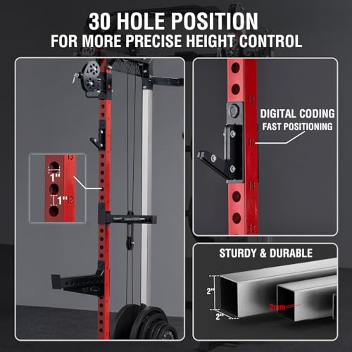 Mikolo Power Cage, 2000LB Power Rack with Independent Dual Pulley System, Multi-Function Home Gym Workout Machine for Cable Crossover