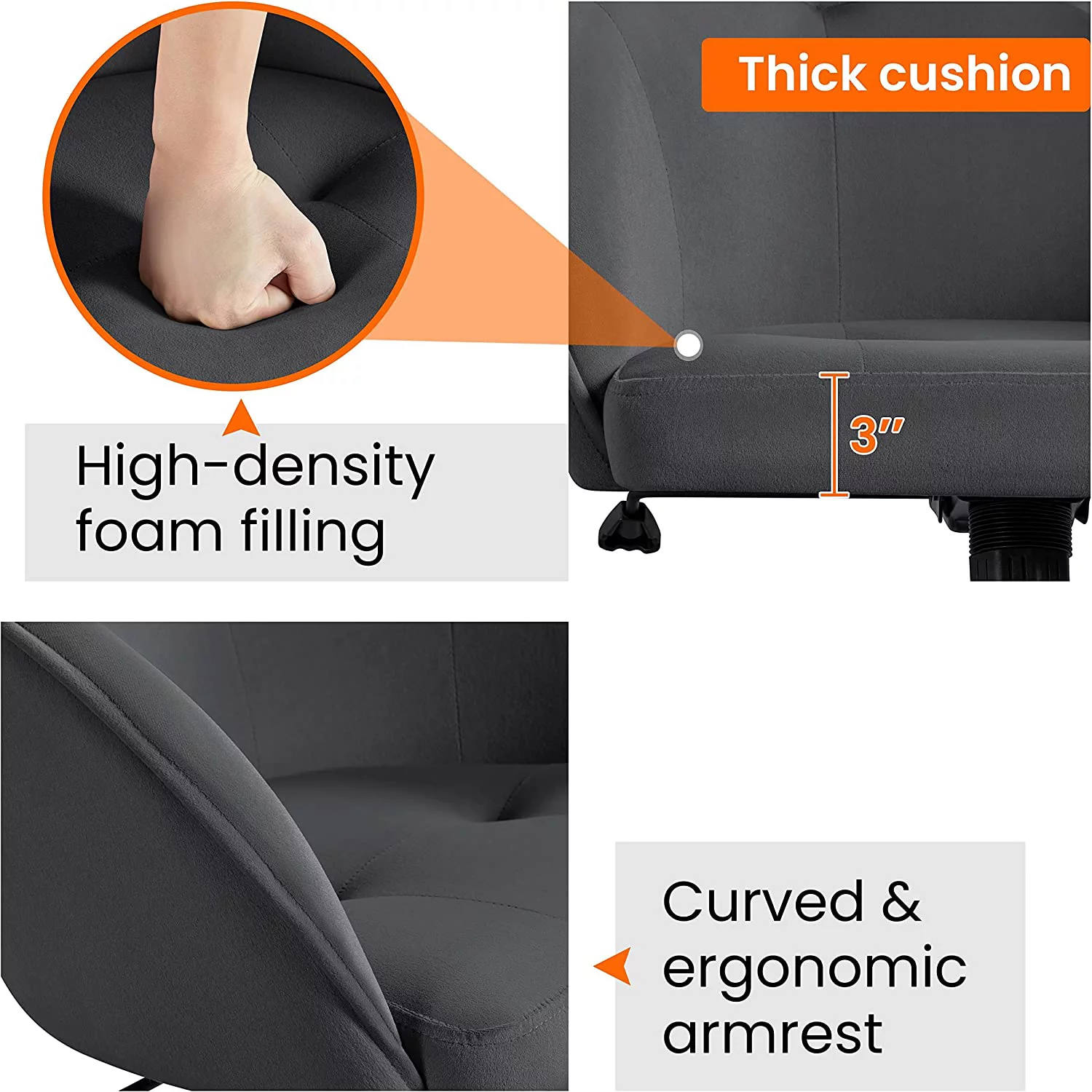 Modern Boucle Desk Chair, Makeup Vanity Chair with Adjustable Tilt Angle