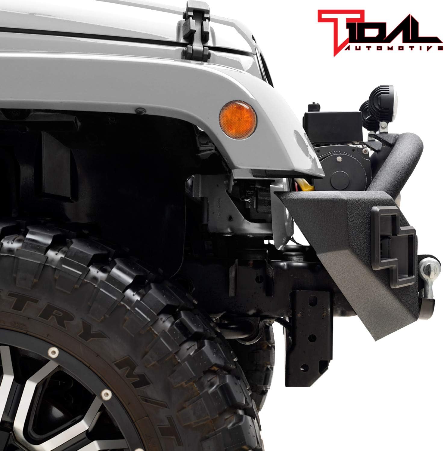Tidal LED Front Bumper with Winch Plate Offroad Fit for 07-18 Wrangler JK