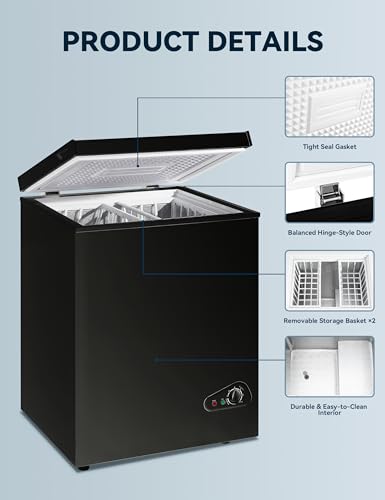 7.0 Cu Ft Chest Freezer - Energy Efficient & Quiet Mini Freezer with Adjustable Thermostat - Compact Deep Freezer for Home, Apartment, and Garage