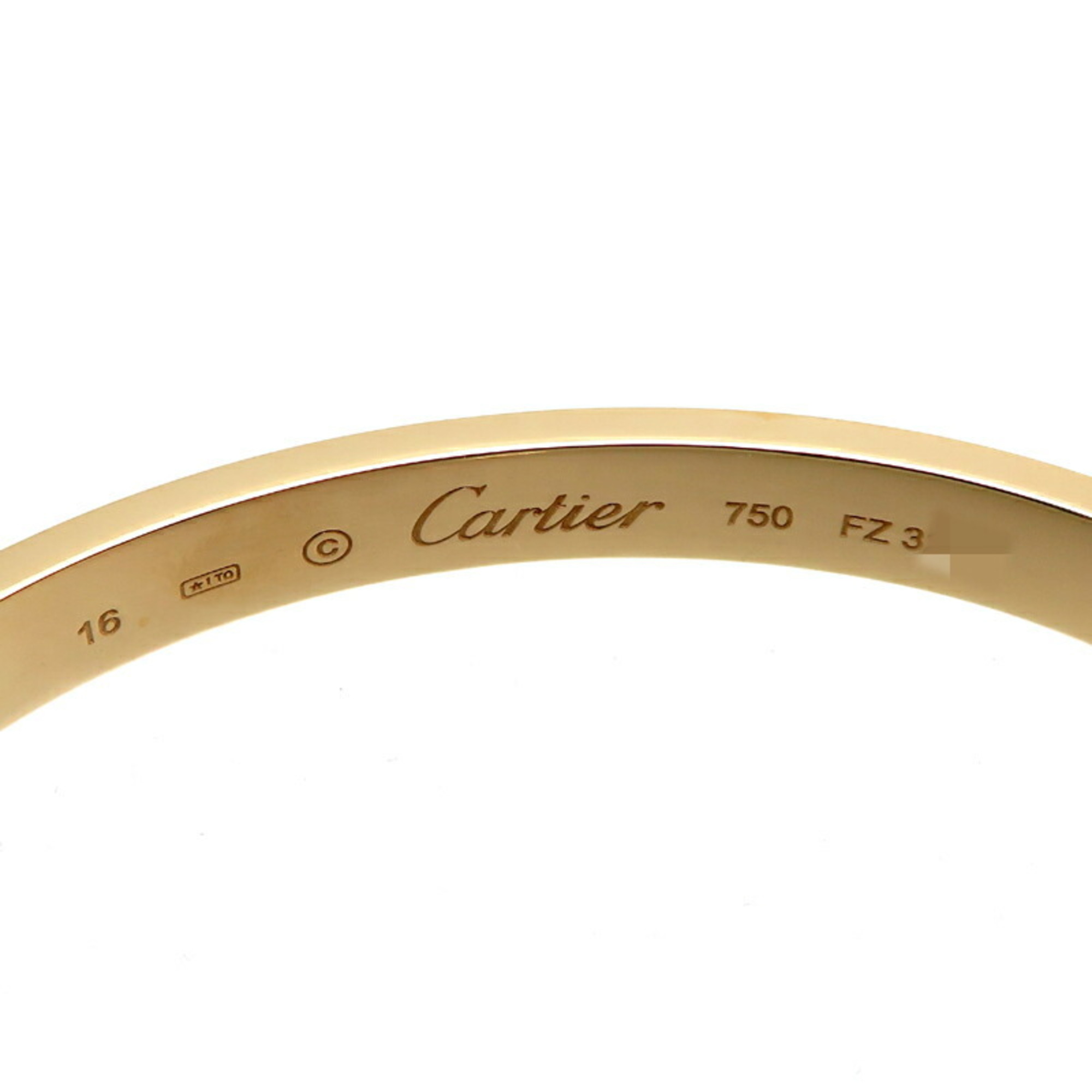 Pre-Owned Cartier 750YG Love Open Women's Bangle 750 Yellow Gold (Good)