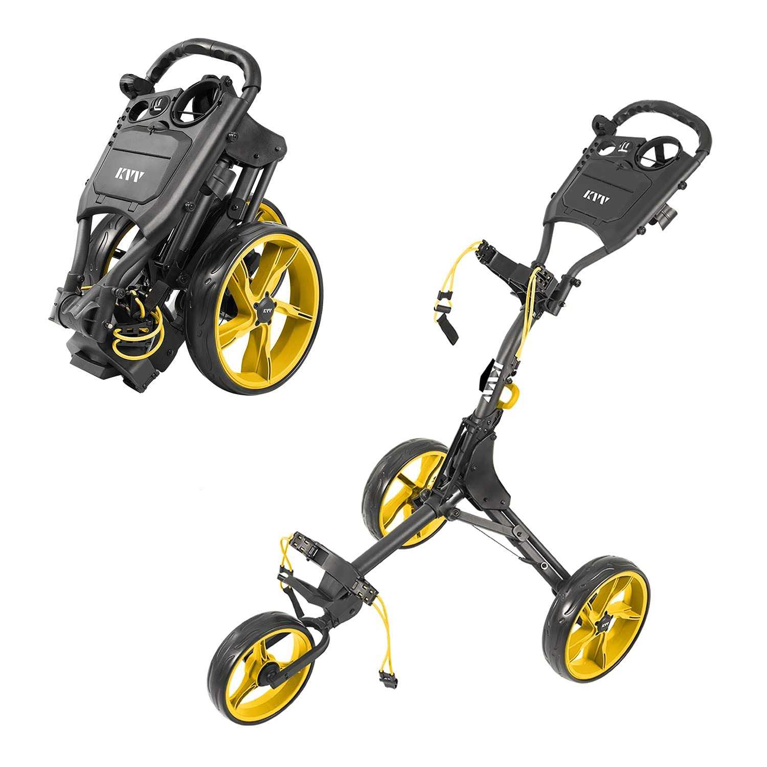 KVV 3 Wheel Foldable/Collapsible Golf Push Cart Ultra Lightweight Smallest Folding - Sports Supplies Online Store