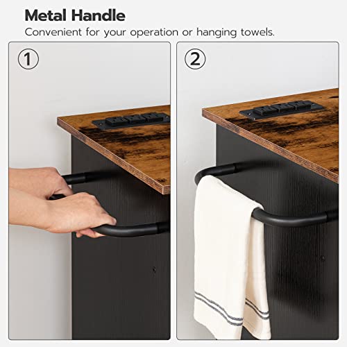 HOOBRO Kitchen Island with Power Outlet, Kitchen Storage Island with Spice Rack and Drawer, Rolling Kitchen on Wheels, for Home, Dining Room