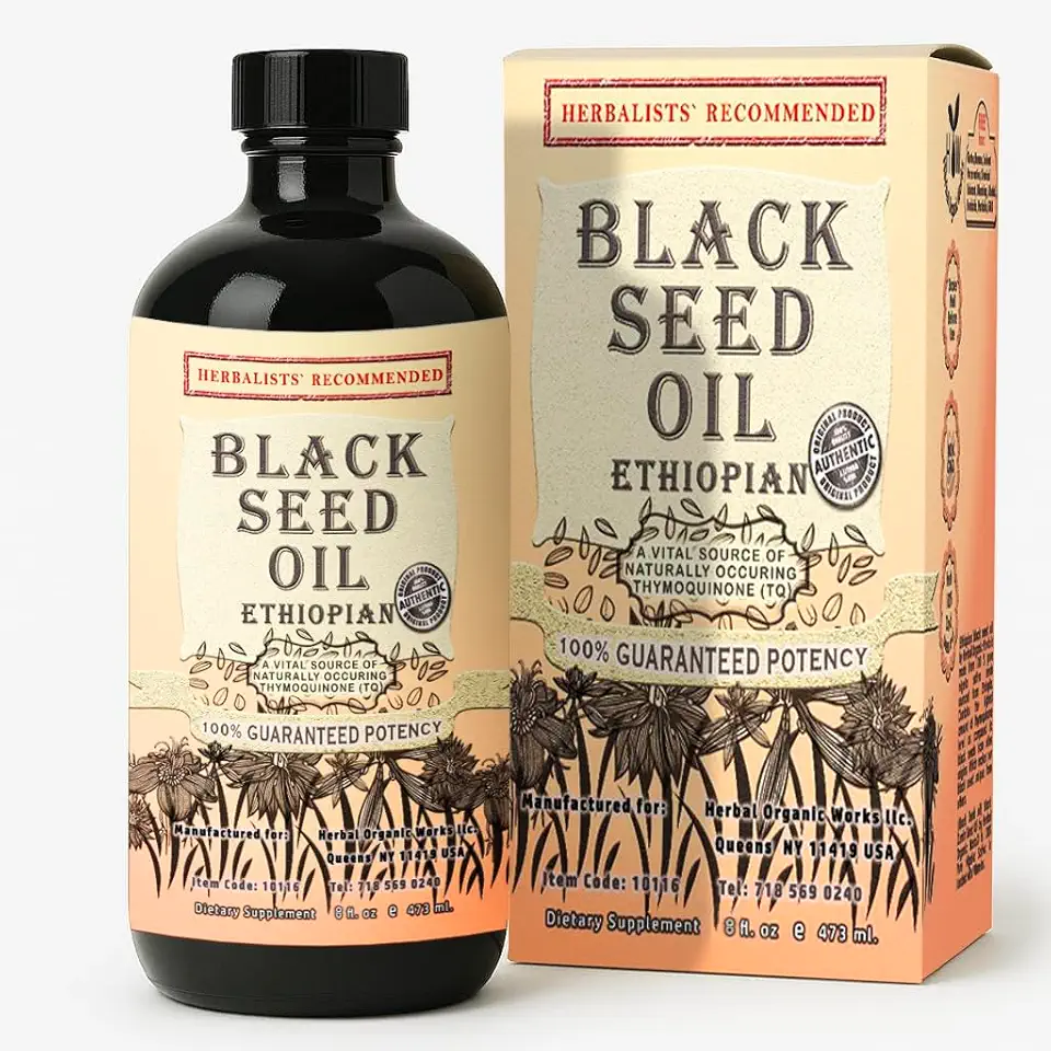 Black Seed Oil 8 oz - Cold Pressed Ethiopian Black Cumin Nigella Sativa, 3X Thymoquinone, 100% Pure & Organic Liquid in Glass Bottle