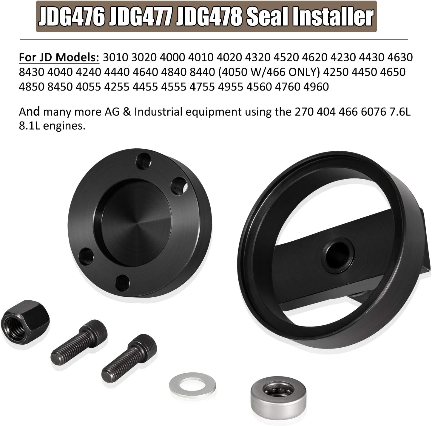E-cowlboy JDG476 Crankshaft Rear Main Seal Installer for John Deere Servicegard 4045, 6076, 6081 and 6466 7.6L 8.1L Engines