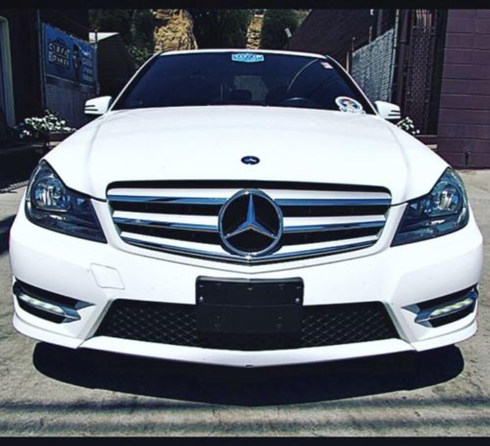 Car Front Grille Star Emblem LED Logo Works with Mercedes Benz 2006-2013 Illuminated LED Badge Light White Pack of 2