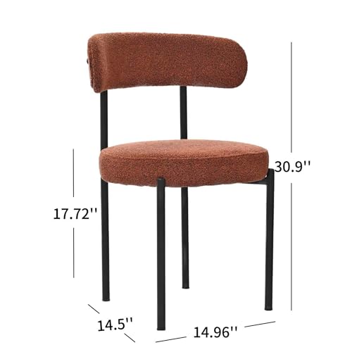 Dining Chairs Set of 2, Round Upholstered Kitchen Boucle Chairs