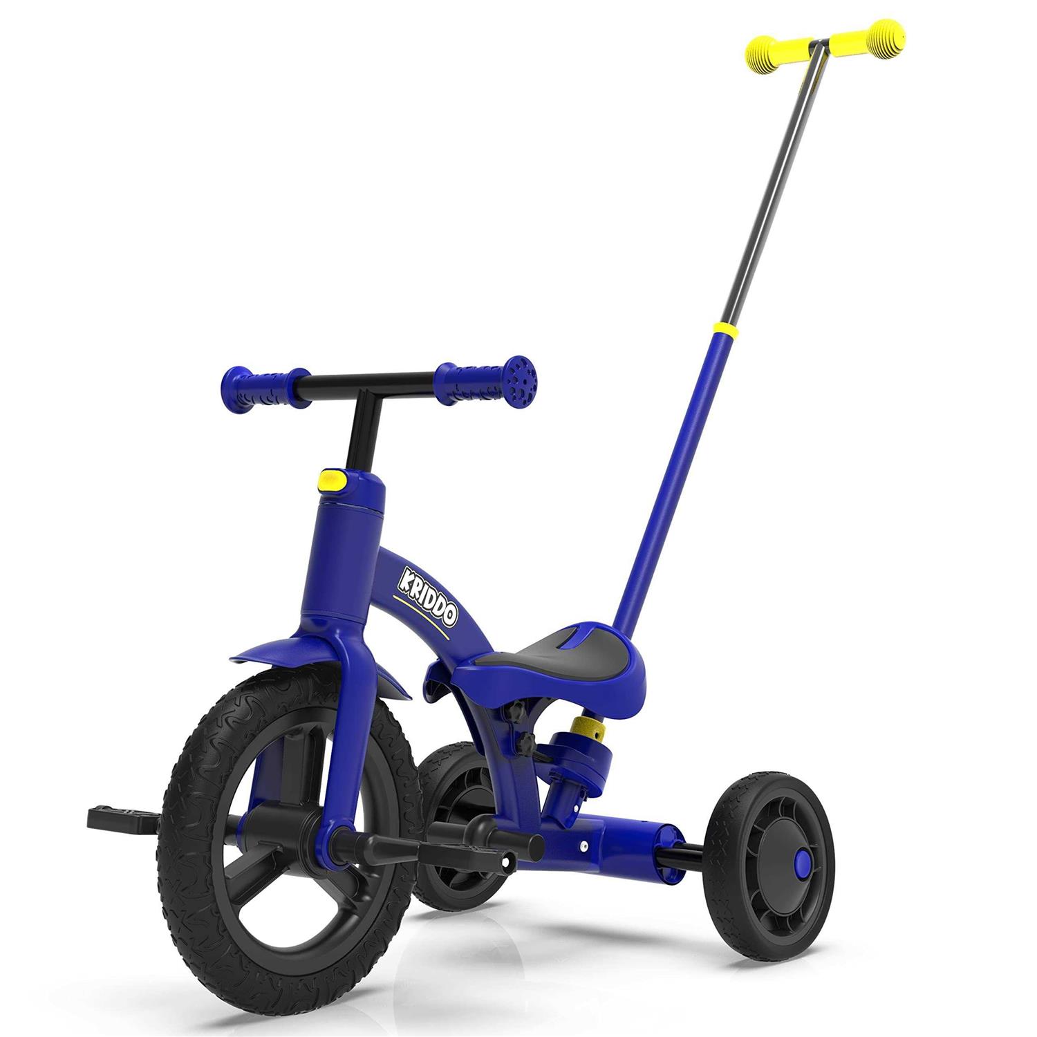 kriddo 4-in-1 Kids Tricycle for 1.5 to 3 Yea Old with Parent Steering Push Handle - Sports Supplies Online Store