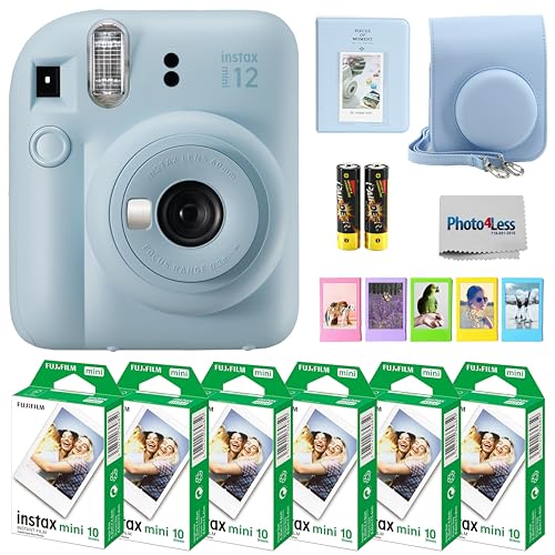Fujifilm Instax Mini 12 Instant Camera Bundle with Fujifilm Instax Mini Instant Film Value Pack (60 Sheets) with Accessories Including Protective