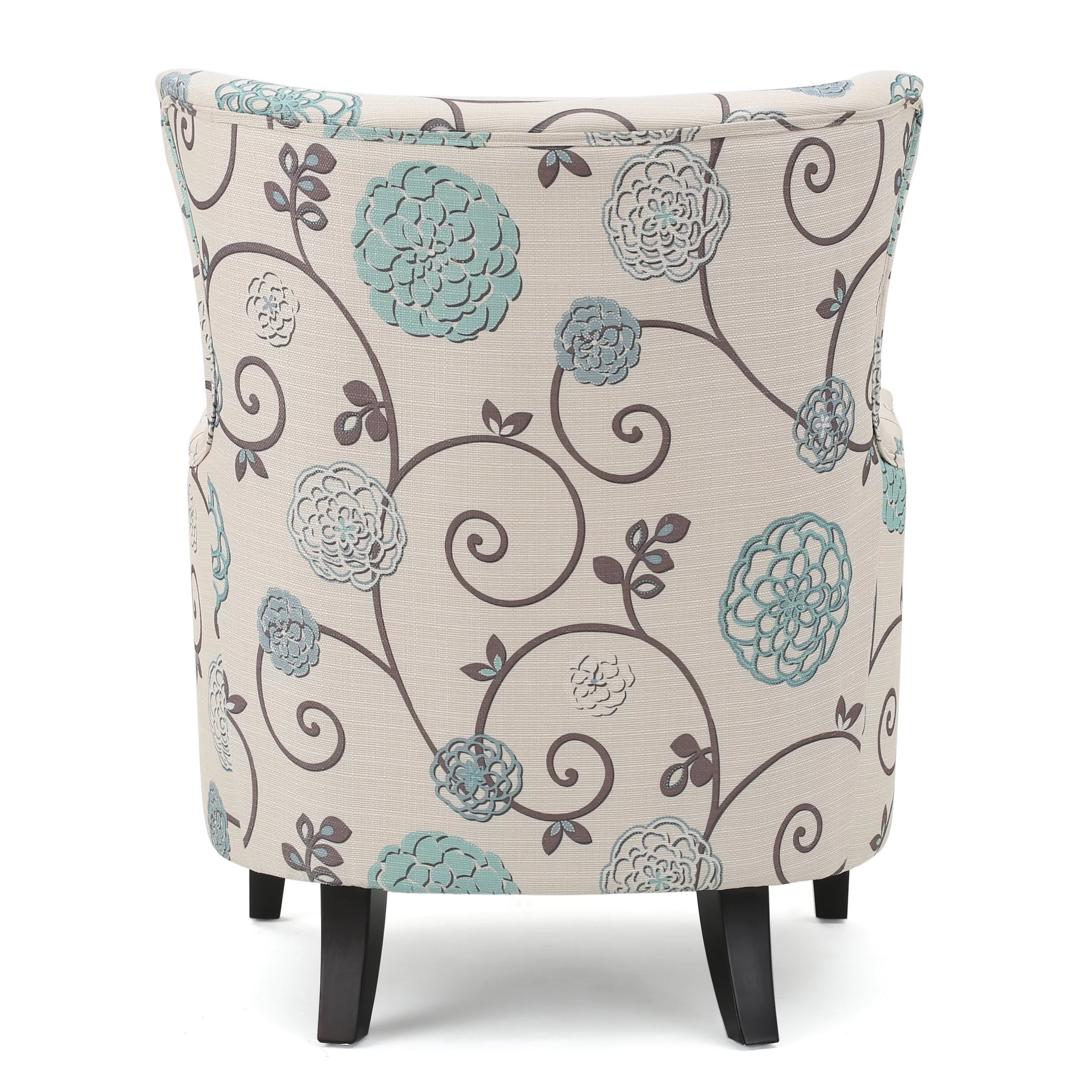 Venette Fabric Club Chair, White and Blue Floral