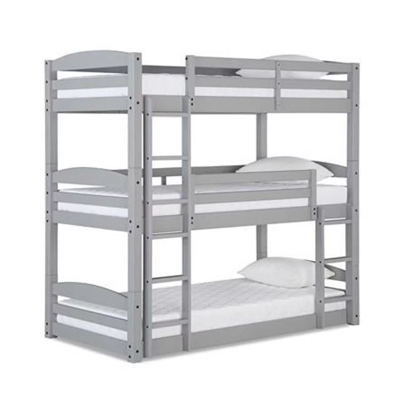 Dorel Living Sierra Traditional Triple Floor Wood Bunk Bed in Gray