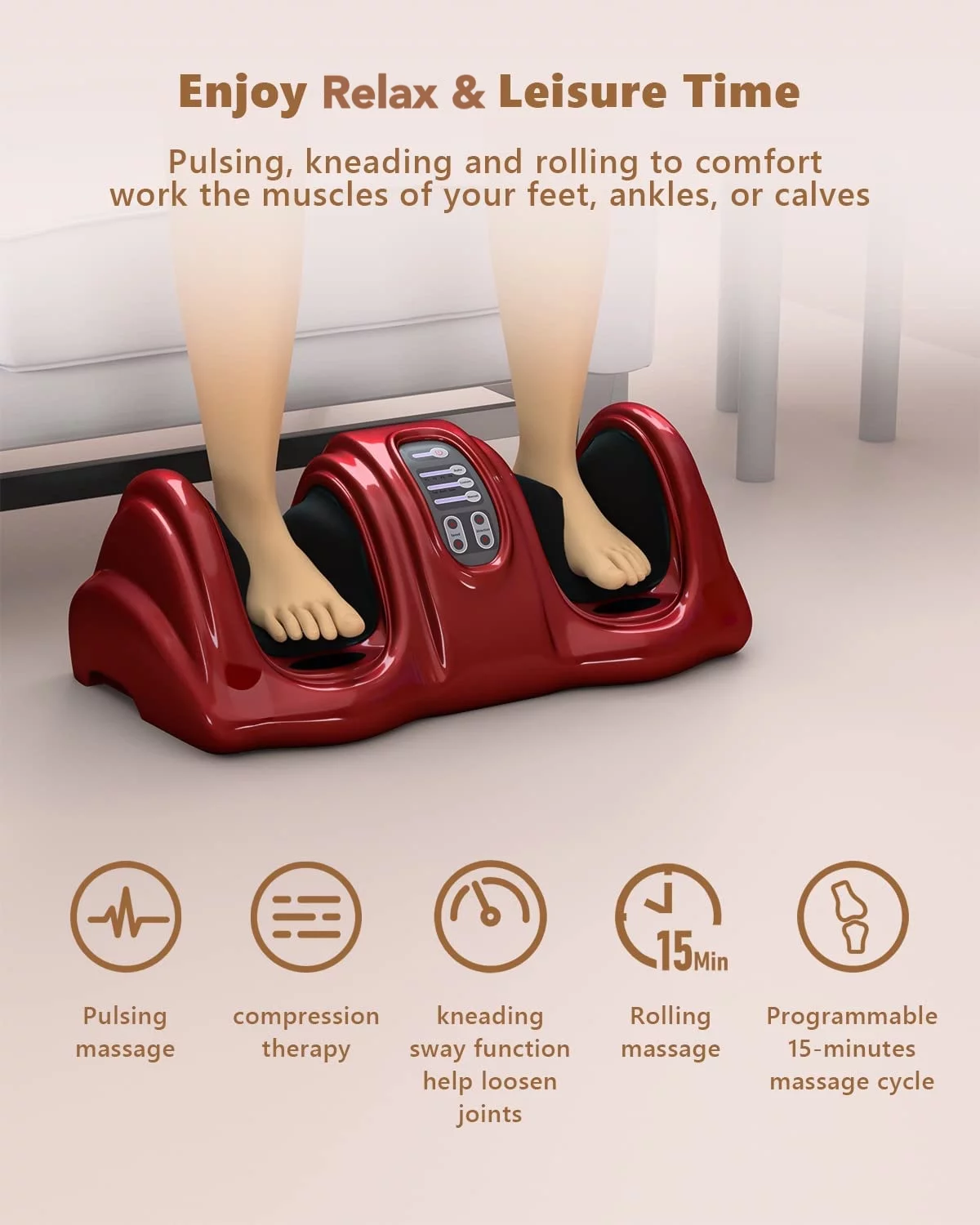 Foot Shiatsu Massager, Therapeutic Foot Massager Electric, Kneading and Rolling Reflexology for Foot, Leg Calf, Ankle, with Remote and 3 Massage Modes