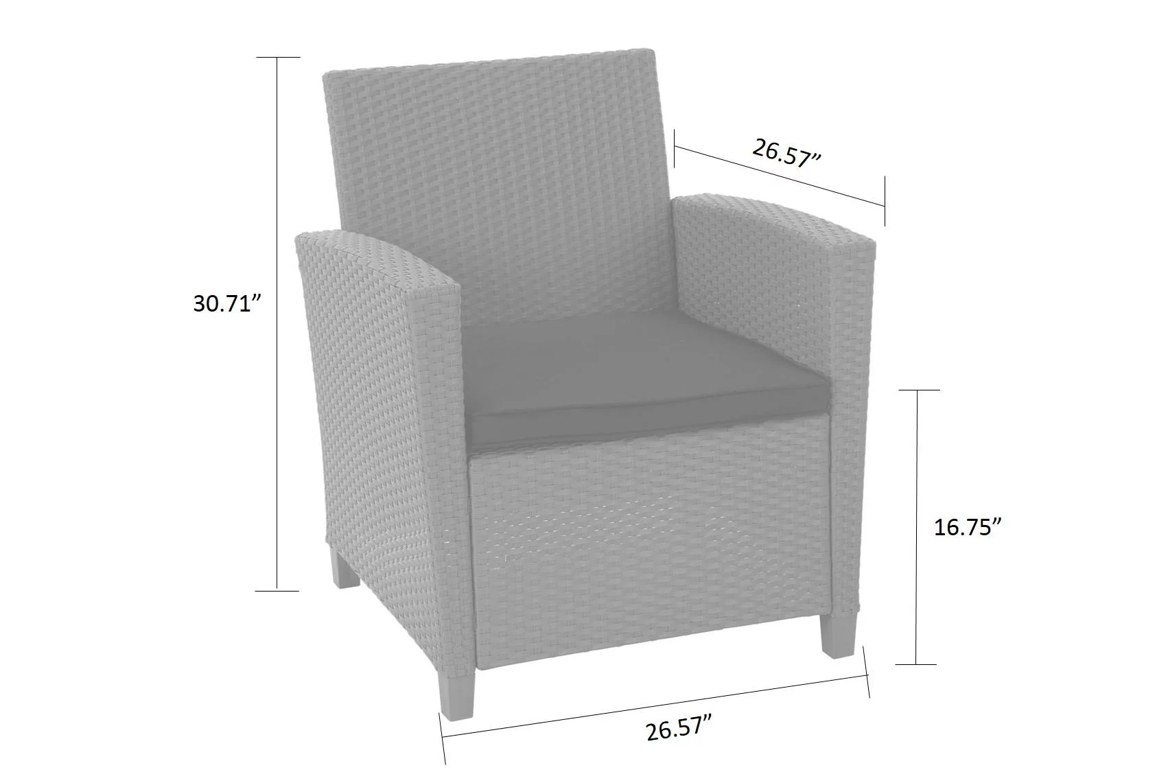 COSCO Outdoor 4 Piece Conversation Set, No Tools Assembly, Gray Cushions, Black Resin Wicker