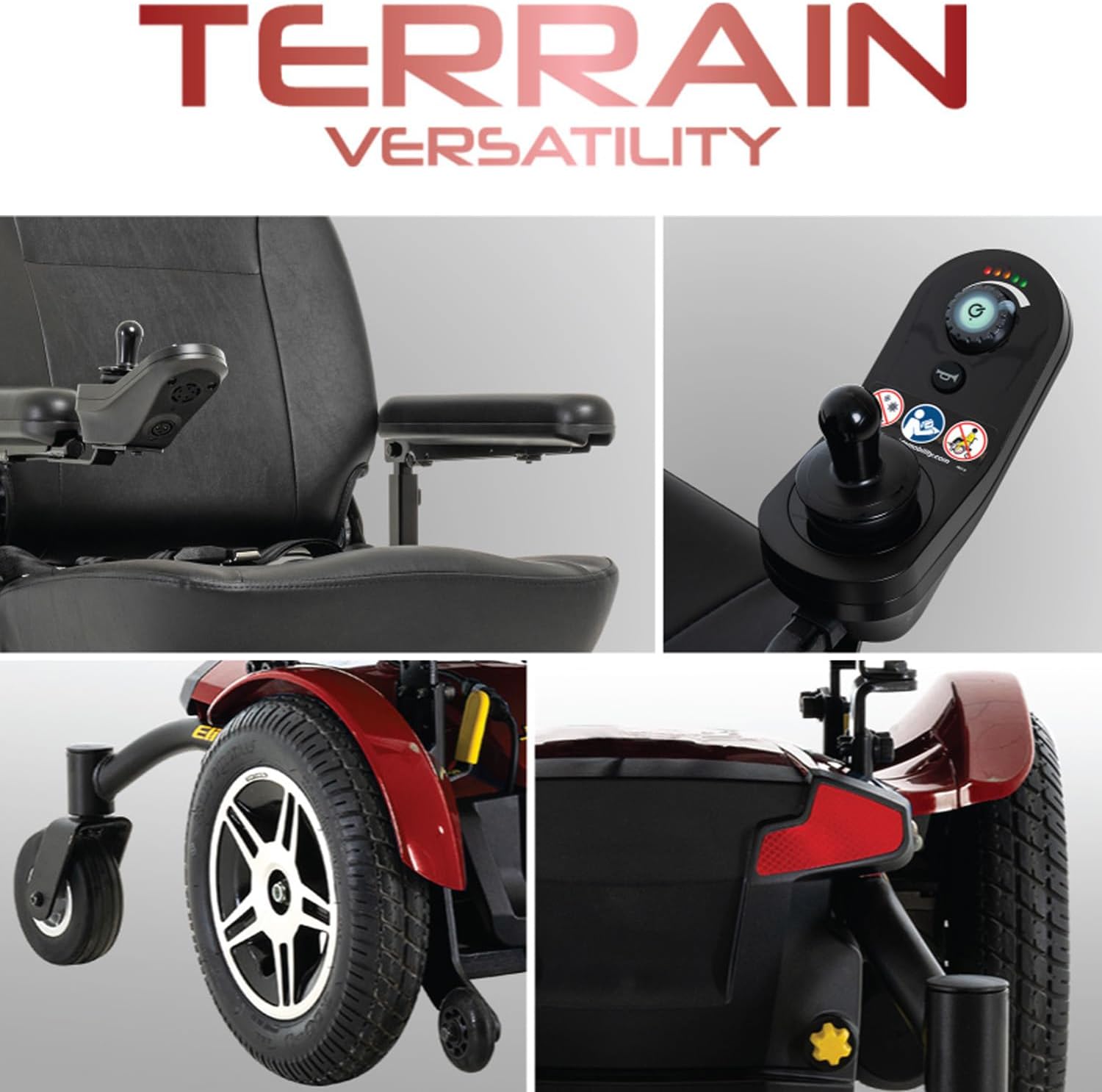 Pride Mobility Jazzy Elite 14 Group 2 Power Chair, Red, Front Wheel Drive, Motorized Electric Wheelchair for Adults, 300 lbs. WC, Up to 4 MPH