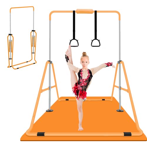 Expandable Gymnastics Bar for Kids, Adjustable Height Junior Training Kip Bar, Folding Gymnastic Horizontal Bars Monkey Bar