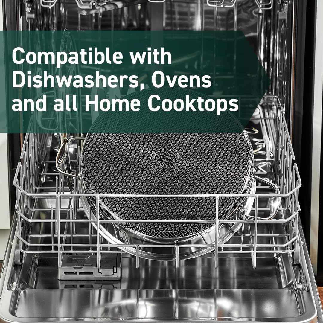 HexClad 13 Piece Hybrid Stainless Steel Cookware Set - 6 Piece Frying Pan Set, 6 Piece Pot Set and 7 Quart Pot Deep Fryer, Stay Cool Handles