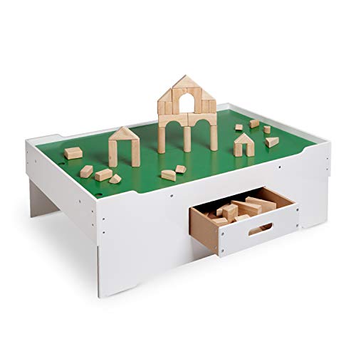 Melissa & Doug Deluxe Wooden Multi-Activity Play Table for Playroom, Wooden Kids Activity and Train Table With Storage, Kids Furniture